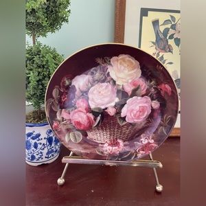 Limoges France Basket of Roses Decorative Plate